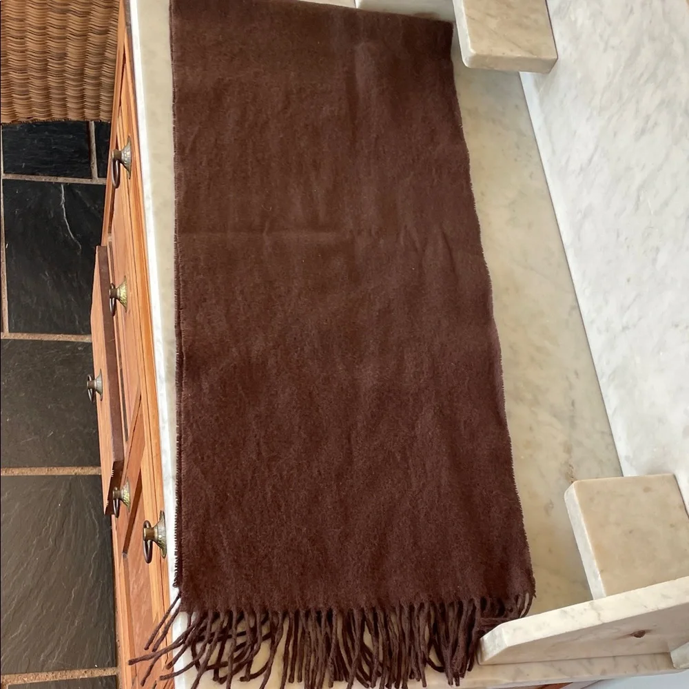 CHRISTIAN DIOR Cashmere Wool Blend Muffler Scarf in Deep Brown Vintage